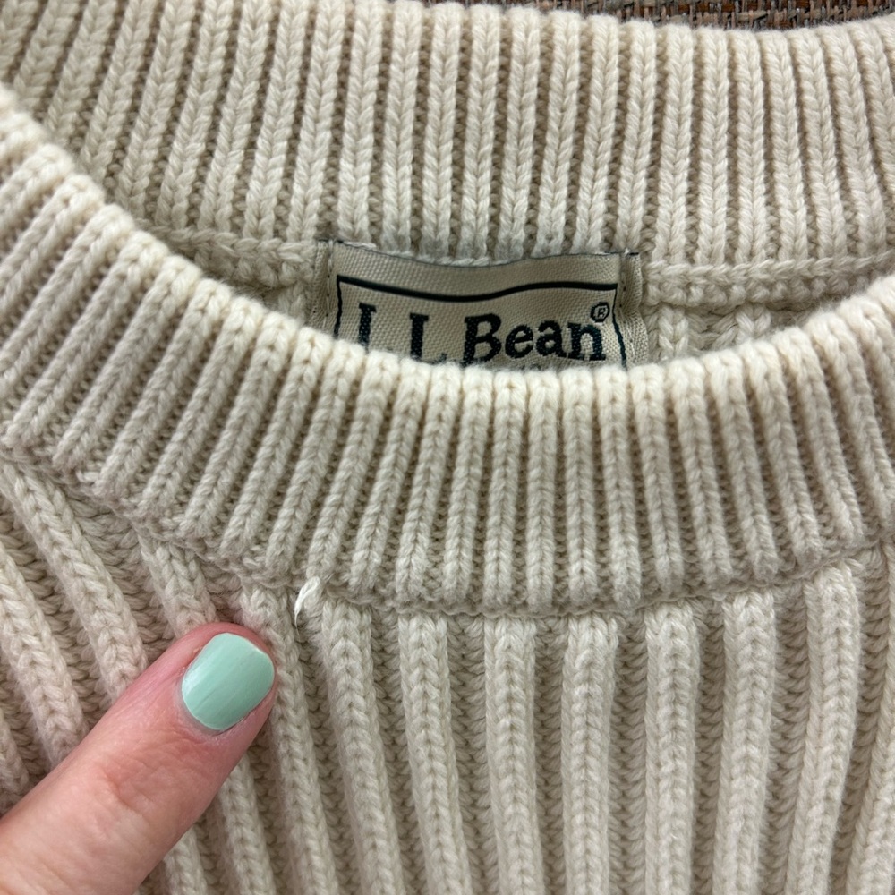 L.L. Bean Cream Ribbed Knit Sweater - Picture 5 of 5